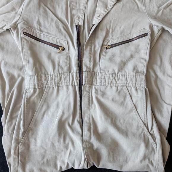 Red Kap Khaki Utility Work Coveralls 38R 100% Cotton Industrial Jumpsuit Unisex - Picture 7 of 12